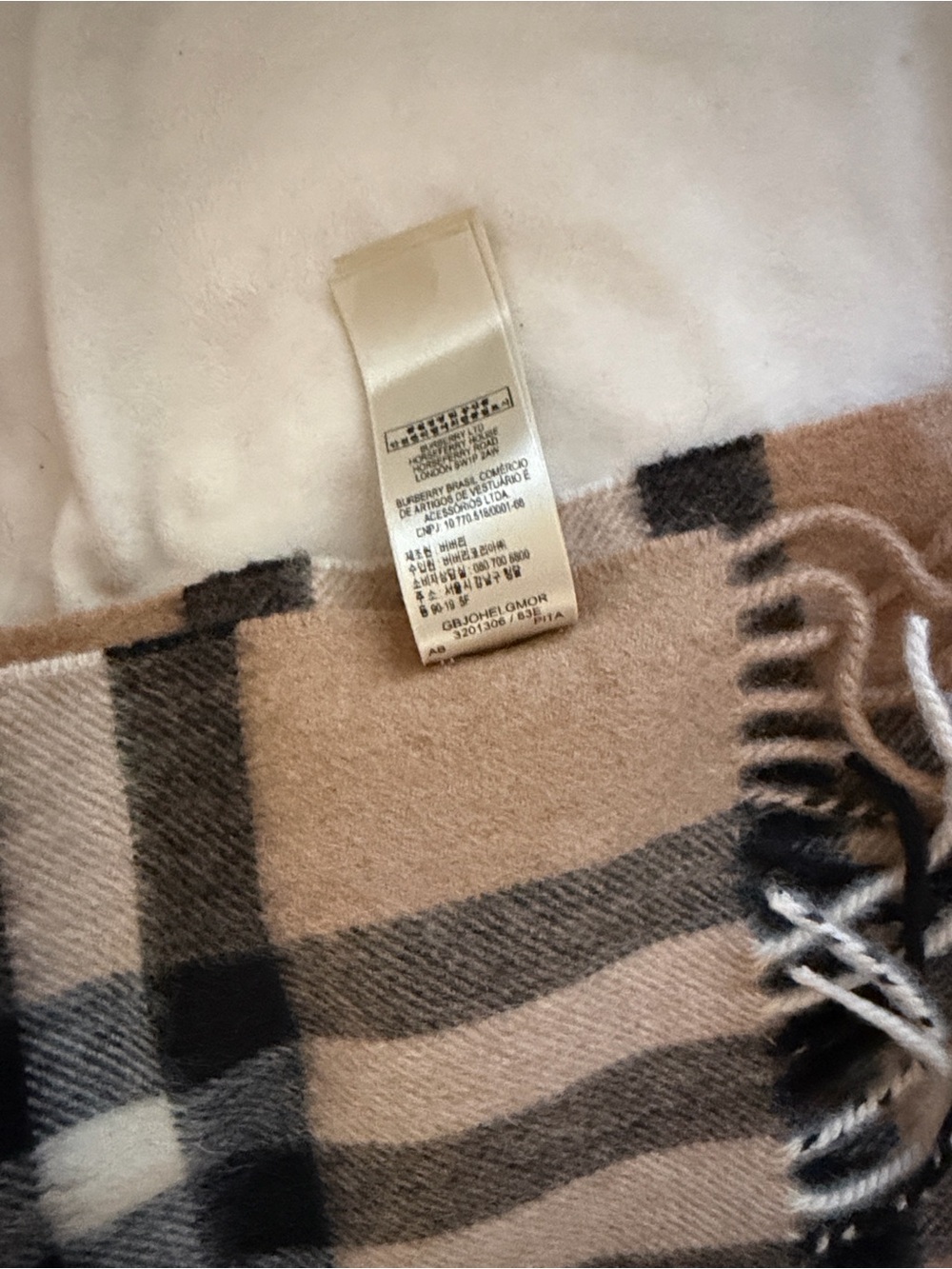 Burberry Classic Check Cashmere Scarf in Beige, Black, White, Red - Picture 7 of 9